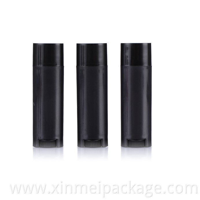 glossy black empty oval lip balm tube